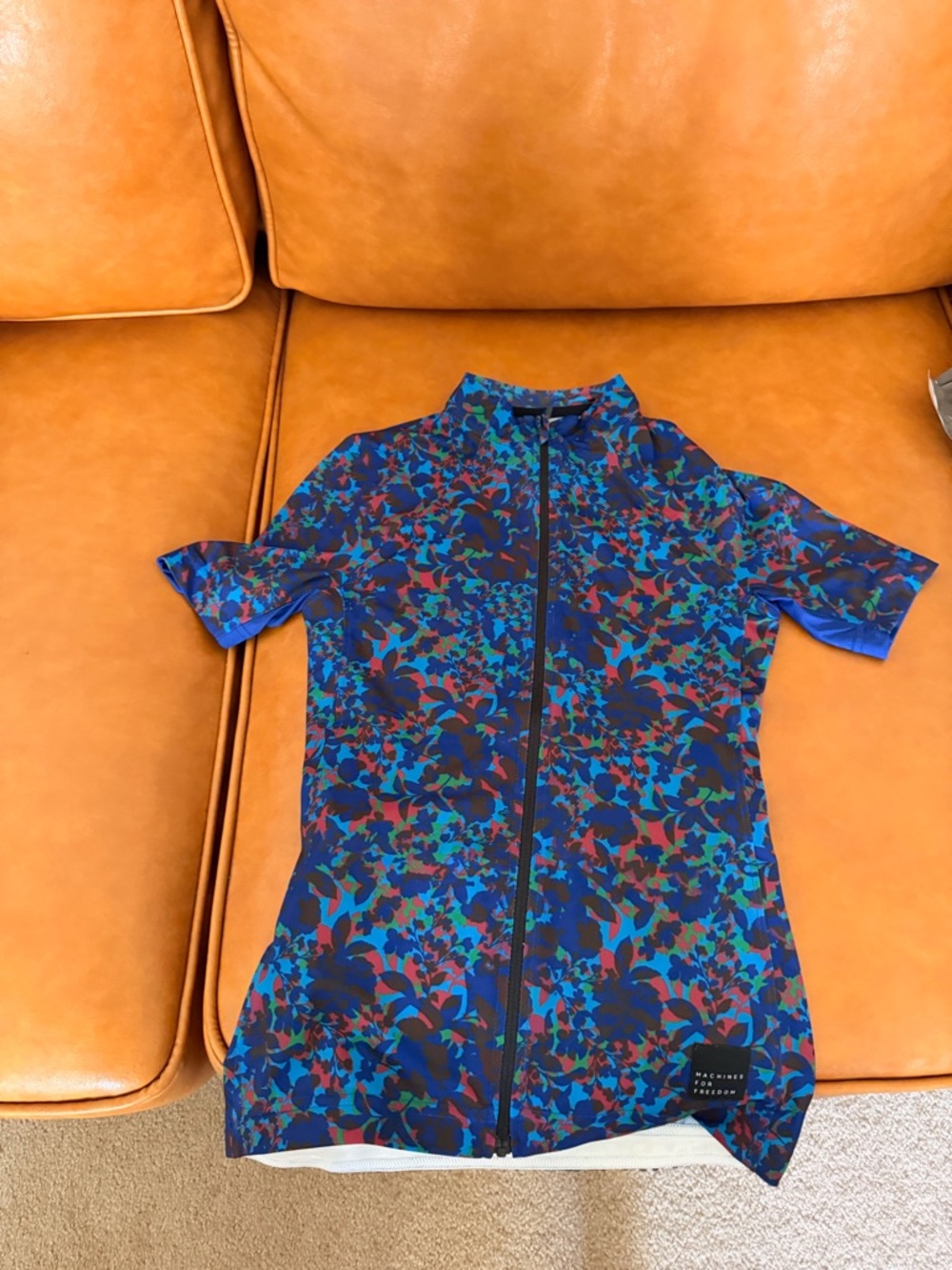 XS Zip-Front Cycling Jersey in Floral
